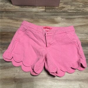Pink Scalloped Women Shorts